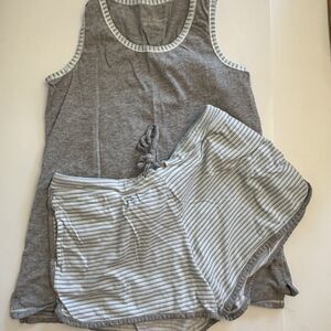 Midnight by Carole Hochman Gray Tank & Striped Shorts Pajama Set